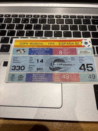 Ticket worldcup 1982 unused - worldcup,